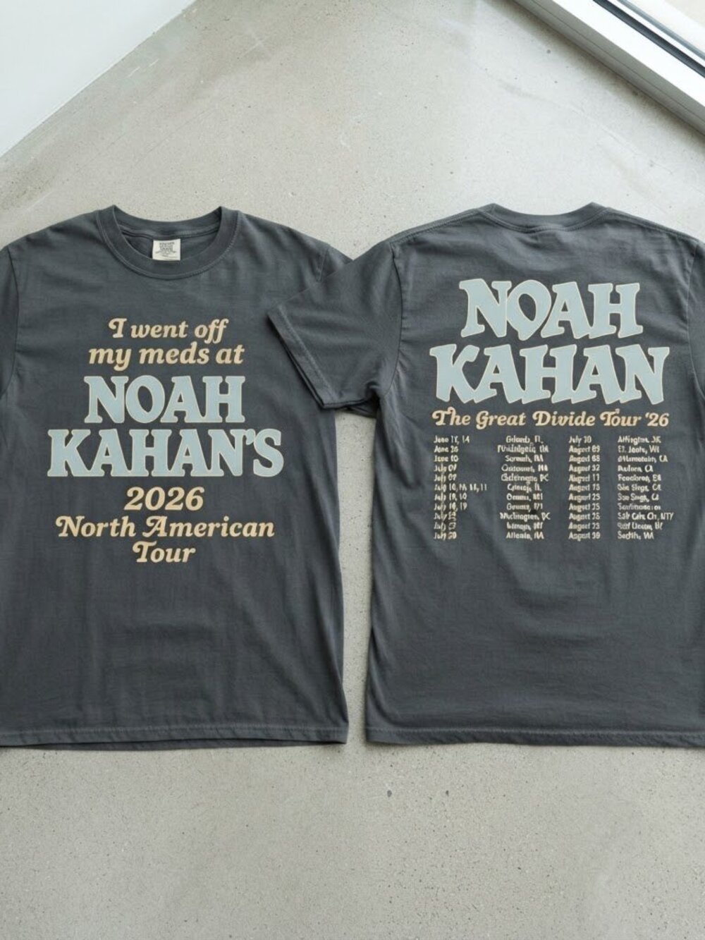 Noah Kahan The Great Divide Tour 2026 Black T-Shirt S-4XL